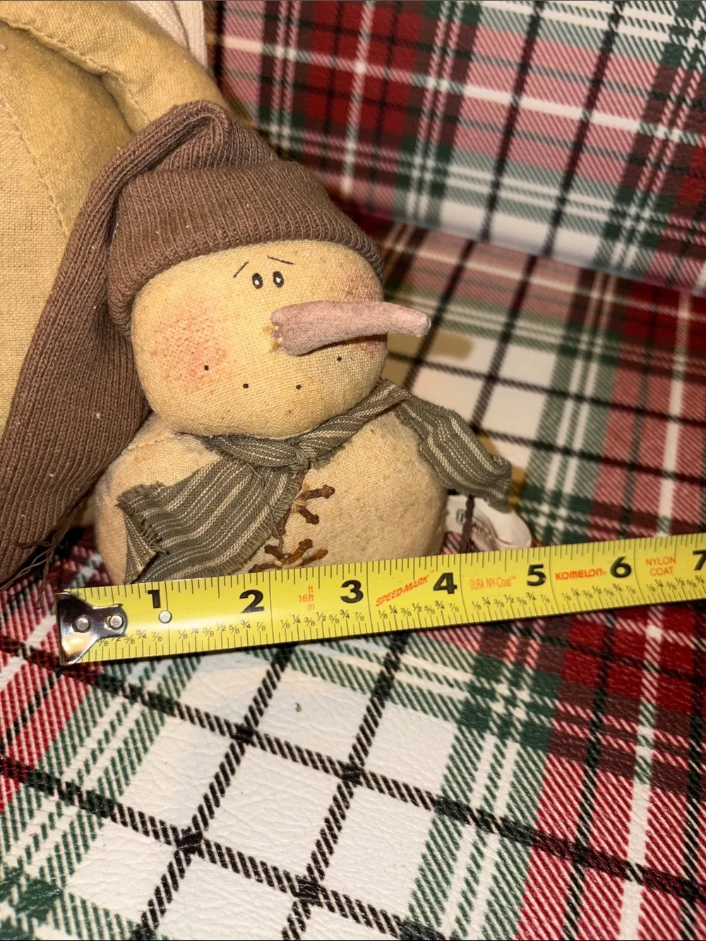 Honey & Me Rustic Primitive Snowman Holiday Plush with Hat & Carrot Nose Bundle